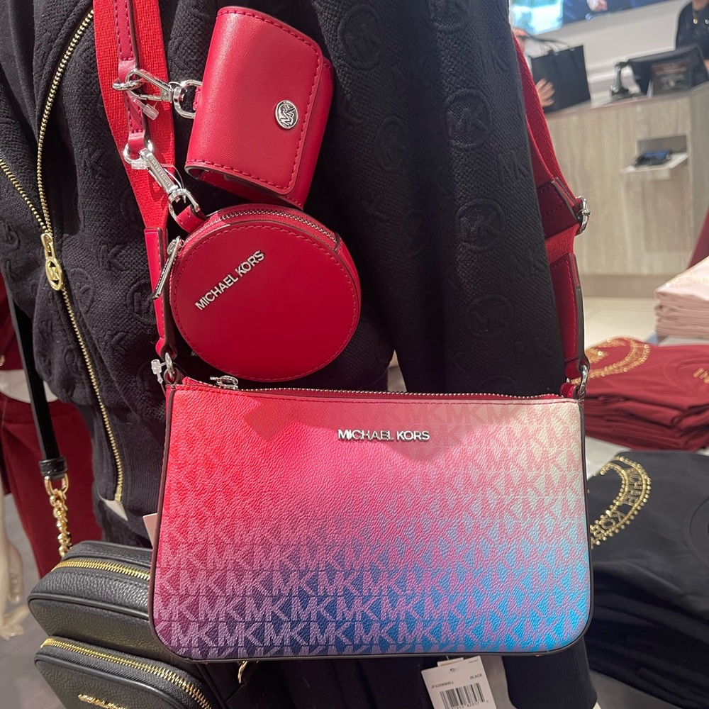 MICHAEL KORS Jet Set Small Ombré Signature Logo Crossbody Case Apple Airpods Pro - Picture 7 of 16